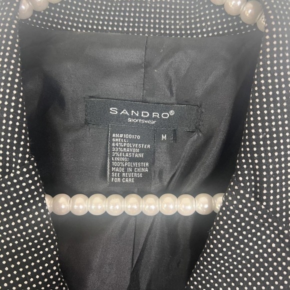 Sandro Sportswear Black and White Polka Dot Blazer SZ M - Picture 6 of 6